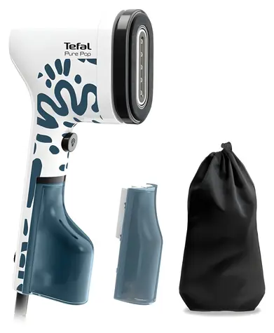 TEFAL Pure POP Home & Travel DT2040E1 weiß-blau / Dampfglätter / 1300 W / 20 g/min / 120 ml + 70 ml
