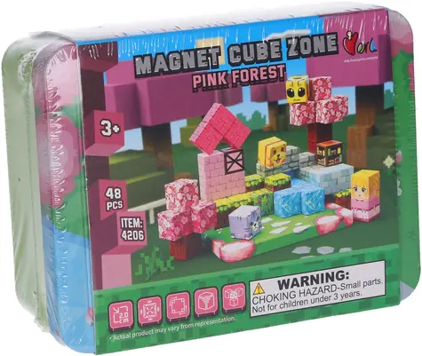 WIKY Magnet Cube Zone Bauset - Rosa Wald / 48 Teile / Kunststoff / ab 3 Jahren