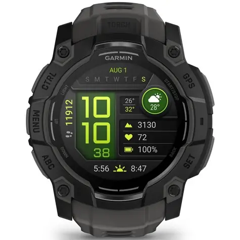 Garmin Instinct 3 AMOLED 50 mm schwarz mit anthrazitfarbenem Armband / Smartwatch / GPS / BT / tägliches Aktivitätstracking / 10 ATM