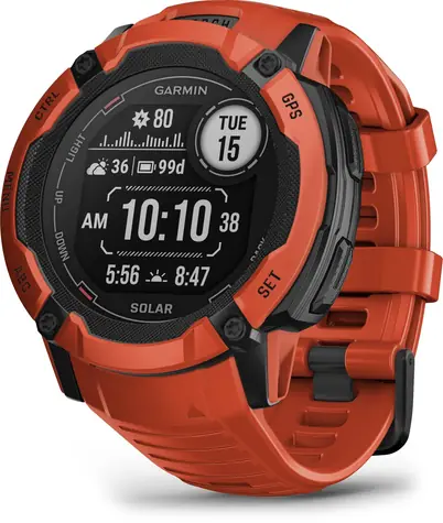Garmin Instinct 2X Solar 50 mm Flame Red / Smartwatch / GPS / BT / 10 ATM / tägliches Aktivitätstracking / Solaraufladung