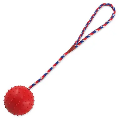 Dog Fantasy Toy - Gummiball mit Seil, Farbmix 7x30 cm