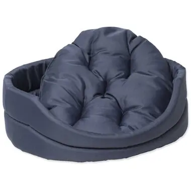 Dog Fantasy Ovales Bett mit Kissen Dunkelblau 75x66x19cm