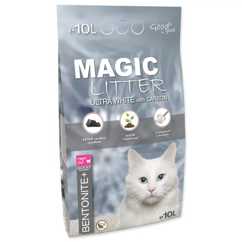 Magic Litter Katzenstreu Bentonit Ultraweiß mit Kohlenstoff 10l
