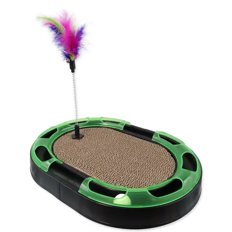 Magic Litter Kratzbaum mit Kugelbahn und Feder mit Federn Schwarz 40x30x4,2cm