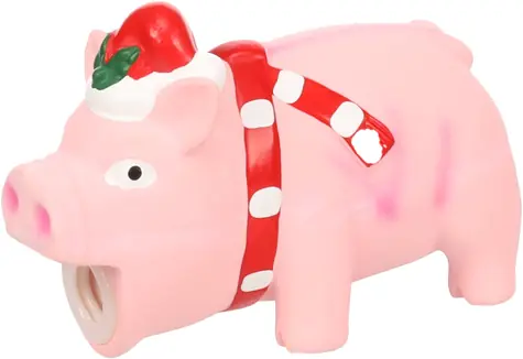 Flamingo Ishaan Weihnachtsspielzeug für Hunde, rosa Schwein, 14 cm
