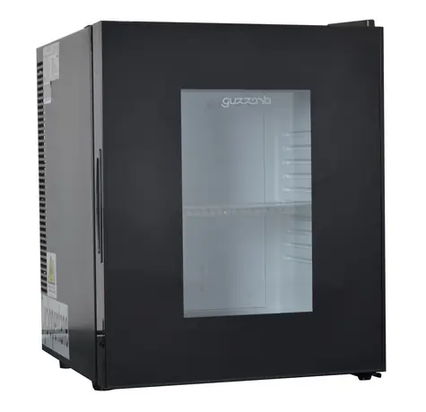Guzzanti GZ 24G schwarz / Kühl-/Gefrierkombination / 28 l / bis zu 18 °C unter Umgebungstemperatur / Ablage + transparente Tür / ohne Kompressor