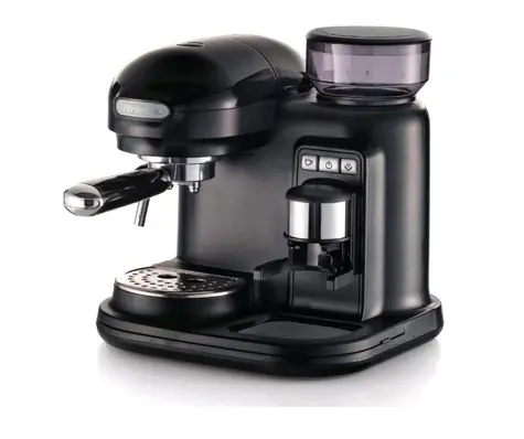 Ariete 1318 Moderna Espresso schwarz / Hebelkaffeemaschine / 1080 W / 0,7 l / 15 bar / Mahlwerk
