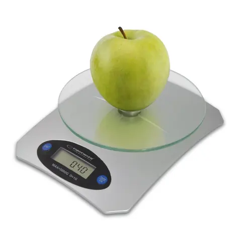 Esperanza EKS006 Avocado-Küchenwaage silber / maximales Gewicht 5 kg / Anzeige für niedrigen Batteriestand