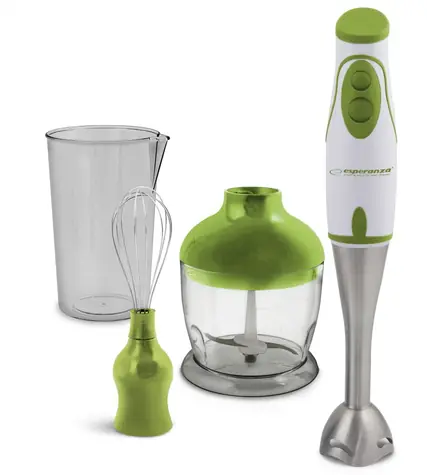 Esperanza EKM003G Pesto weiß-grün / Stabmixer / 450W / 2 Geschwindigkeiten / Zubehör