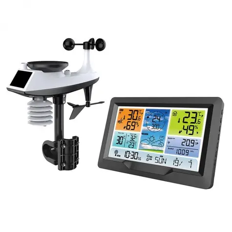 Solight TE90 / Wetterstation / übersichtliches LCD / Druck / Temperatur / Luftfeuchtigkeit / Niederschlag / Windwerte / RCC