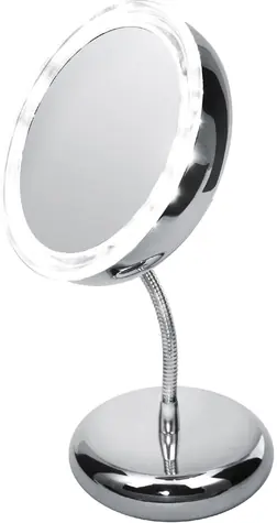 Adler AD 2159 silber / Kosmetikspiegel / LED / Durchmesser 15 cm / 4X LR03