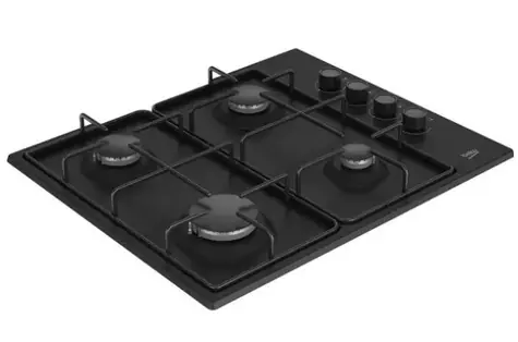 Beko HIBG64120SB schwarz / Gaskochfeld / 4 Platten 