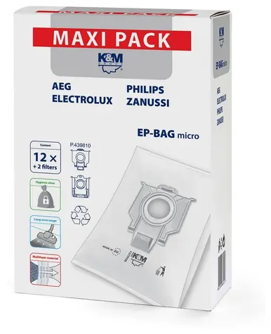 K&M Staubsaugerbeutel EP-BAG micro / 12 Stück + 2 Filter