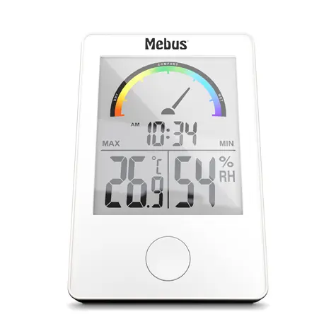 Mebus 11130 Thermo-Hygrometer weiß / Innenthermometer / Innenhygrometer / 2 x AA