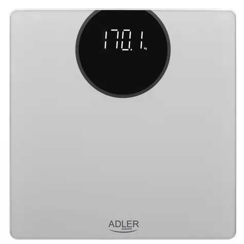 Adler AD 8175 silber / Personenwaage / maximal 180 kg / Genauigkeit 100 g / LED-Anzeige / 3x 1,5V AAA