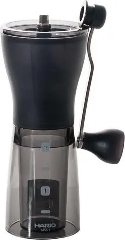 Hario Mini Mill Slim PLUS schwarz / Kaffeemühle / Behälter 24 g / Bedienungsanleitung