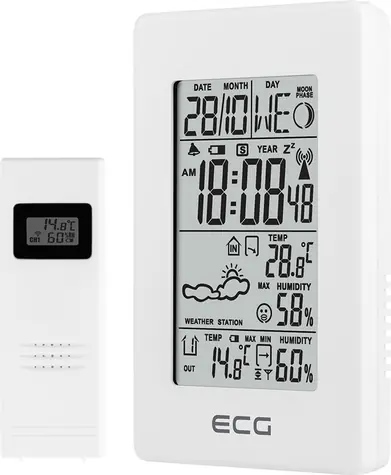 ECG MS 100 weiß / Messstation / 3x AAA Batterien 
