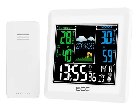 ECG MS 300 Weiß / Messstation / 3x AAA Batterien 