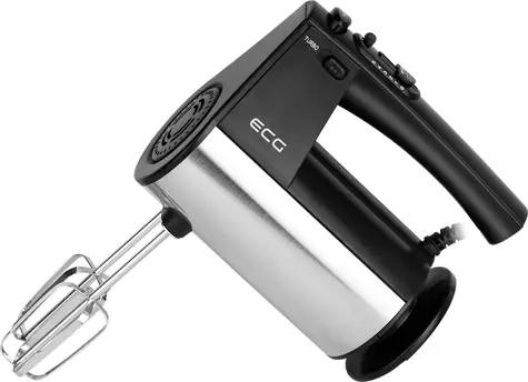ECG RS 5011 silber / Handmixer / 500W / 10 Geschwindigkeiten / Turbo / Schlagen / Kneten / Schneebesen + Haken 