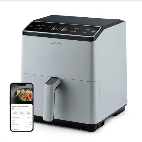 Cosori Dual Blaze SMART grau / Heißluftfritteuse mit Zubehör / 1700 W / 6,4 L 