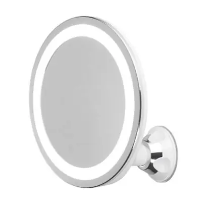 Adler AD 2168 / Badezimmerspiegel mit LED-Licht / 5-fache Vergrößerung / Durchmesser: 20 cm / 3x AAA