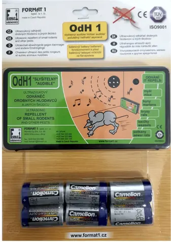 Format1 OdH1/s + Batterie - Akustischer Maus- und Zeckenvertreiber für Haus und Hütte / 100 m2