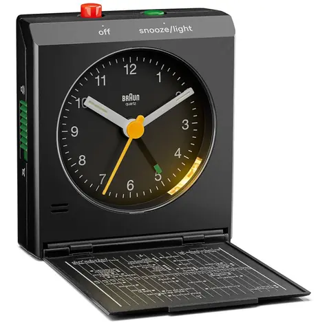 Braun BC05 schwarz / Reisewecker / Analog / 1x AA Batterie 