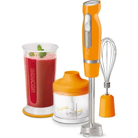 Sencor SHB 4463OR-EUE3 orange / Stabmixer / 1000 W / Behälter 700 ml / Zerkleinerer 500 ml / Schneebesen