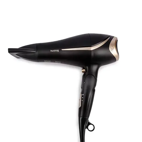 Huslog Haartrockner schwarz-gold / 2000W / 3 Temperaturen / 2 Geschwindigkeiten / Ionisator / Diffusor