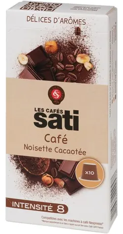 Les Cafés Sati Cacao Haselnuss Nespresso 10 Stück / Kapselkaffee 