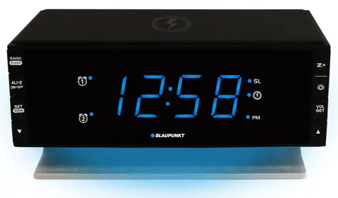 Blaupunkt CR55CHARGE schwarz / Radiowecker / kabelloses Ladegerät / LED-Display 
