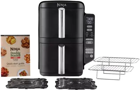 Ninja SL300EU schwarz / Heißluftfritteuse / 2470W / 2x 3.8 / 6 Programme / 2 Körbe 