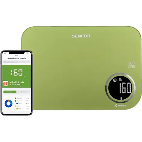 Sencor SKS 7070GG grün / smarte Küchenwaage / max. 5kg / TARE-Funktion / Bluetooth 