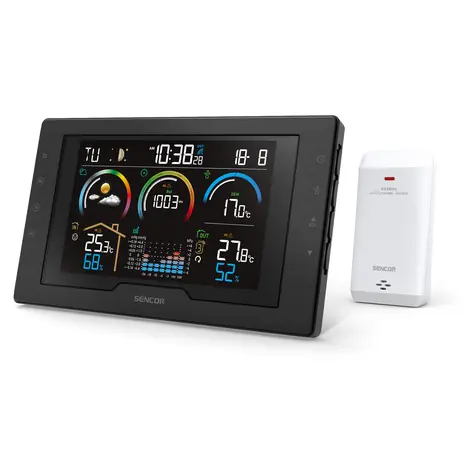 Sencor SWS 8000 schwarz / Wetterstation / LCD / Funksensor