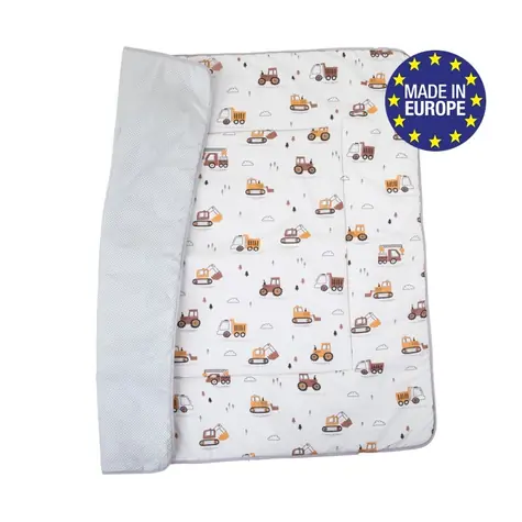 Bomimi PLAY Decke 120x120, Baumwolle, doppelseitig, kleiner Baumeister