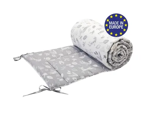 Bomimi Babybett-Nestchen 180 cm, Waldtiere, Grau