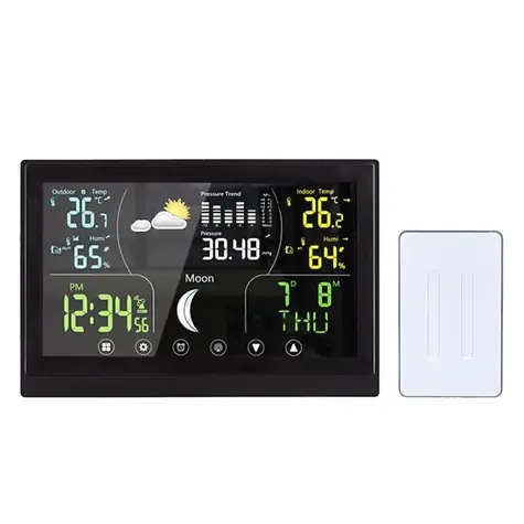 Solight TE110B schwarz / Wetterstation / Farb-VA-Display / Temperatur / Luftfeuchtigkeit / Druck / Kalender / Datum
