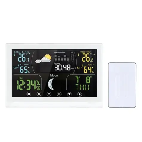 Solight TE110W weiß / Wetterstation / Farb-VA-Display / Temperatur / Luftfeuchtigkeit / Druck / Kalender / Datum
