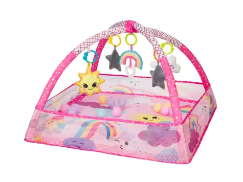 KikkaBoo Spieldecke mit Trapez und Bällen, Rosa Himmelblau / 78 × 75 × 50 cm