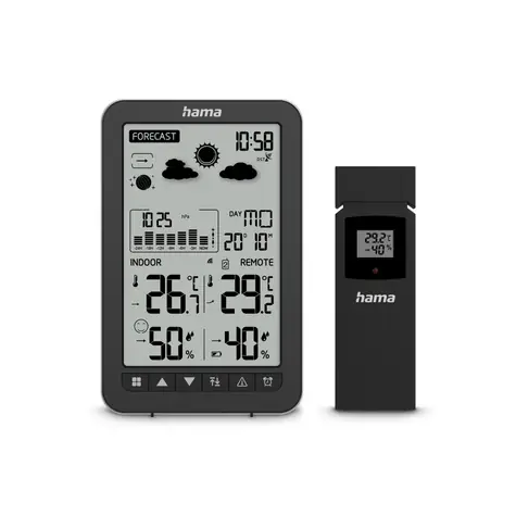HAMA Ko Samui schwarz / Wetterstation / Temperatur / Luftfeuchtigkeit / Luftdruck / Wetter / Mondphase / Gezeiten
