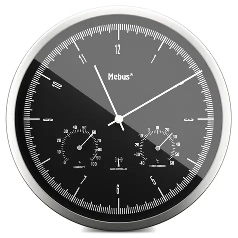 Ausgepackt - Mebus 19777 - Funkgesteuerte Wanduhr mit Thermometer und Hygrometer / 25 cm / 1x AA / ausgepackt