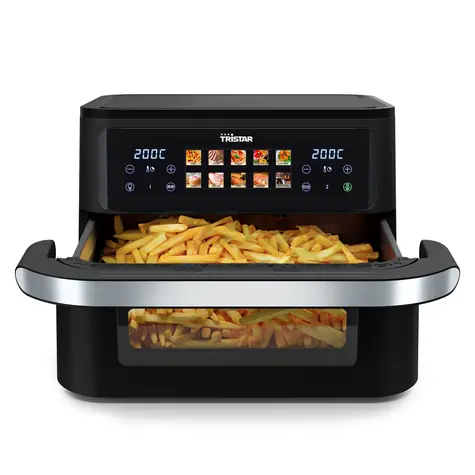 Tristar FR-9078 schwarz / Dualzone Flex Heißluftfritteuse / 2800 W / 10 l / 80 °C - 200 °C / 10 Programme