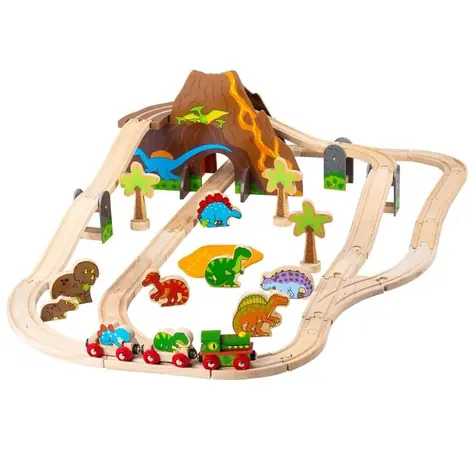 Bigjigs Rail Holzeisenbahn-Set Dinosaurier / 49 Teile / ab 3 Jahren