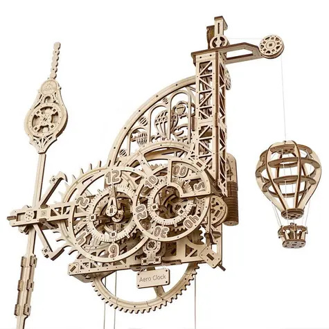 Ugears 3D-Holz-Mechanisches Puzzle Aero-Wanduhr / Alter 14+ / 320 Teile / Schwierigkeitsgrad: Hoch
