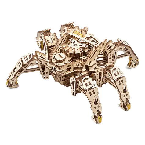 Ugears 3D mechanisches Holzpuzzle Sechsbeiniger Entdecker (Hexapod) / ab 14 Jahren / 388 Teile / Schwierigkeit: mittel