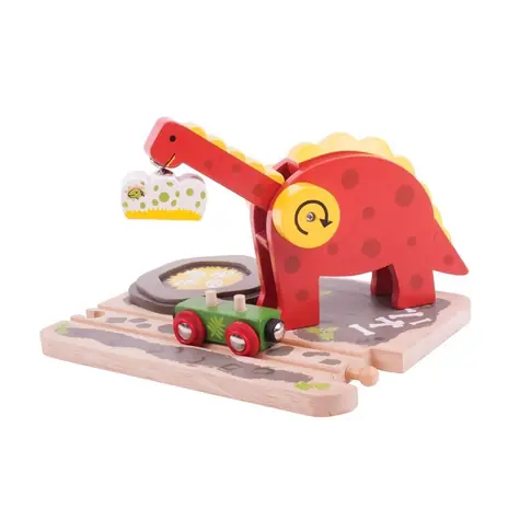Bigjigs Rail Dinosaurierkran / ab 3 Jahren / 4 Teile