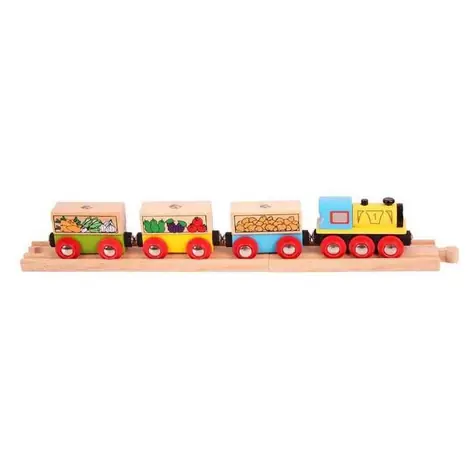 Bigjigs Rail Güterzug mit Gemüse + 3 Gleisen / ab 3 Jahren