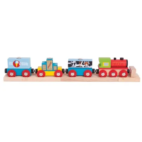 Bigjigs Rail Train mit Gütern + 3 Gleisen / ab 3 Jahren