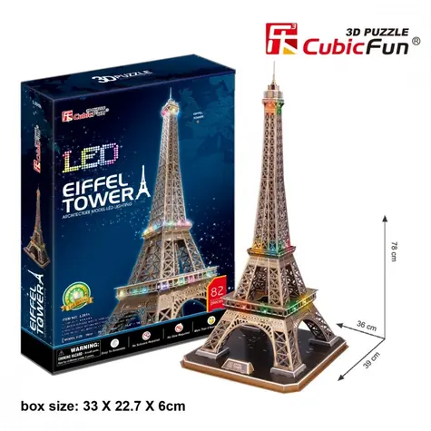 CubicFun Puzzle 3D Eiffelturm / 82 Teile / 39 x 78 x 36 cm / Schwierigkeit: 6