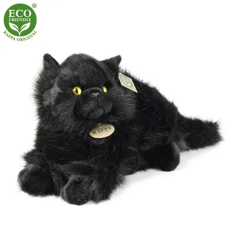 Rappa Schwarze Plüschkatze liegend 30 cm / UMWELTFREUNDLICH / ab 0 Monaten